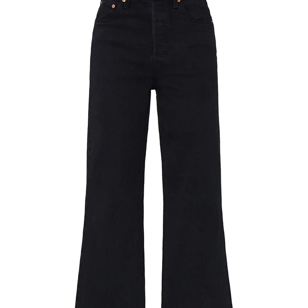 Levi's Black Ribcage Cropped Flare Jeans